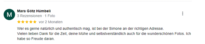 Empfehlung für Simone Rindlisbacher 5 Sterne